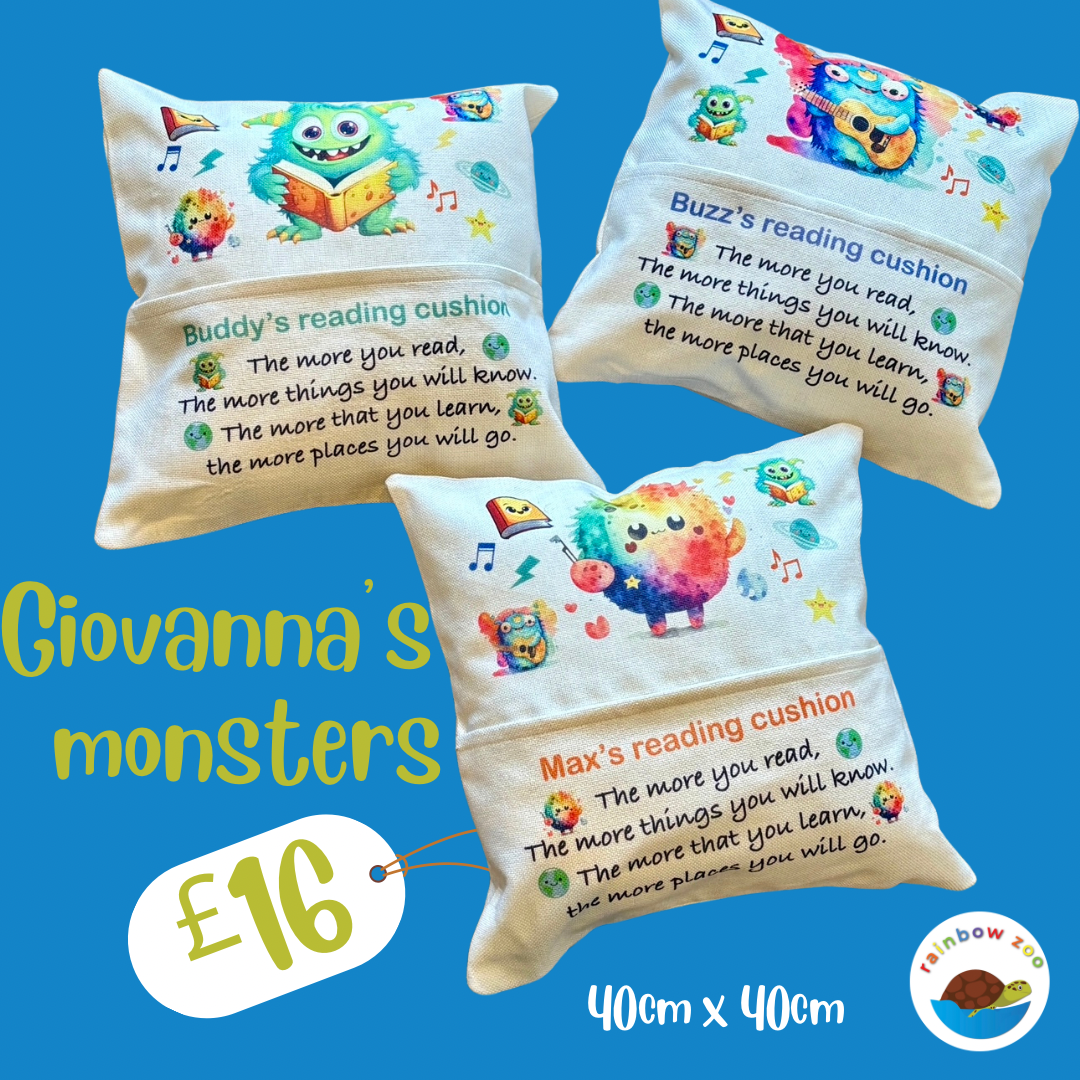 Giovanna's Monsters reading cushions (as owned by Giovanna Fletcher!)