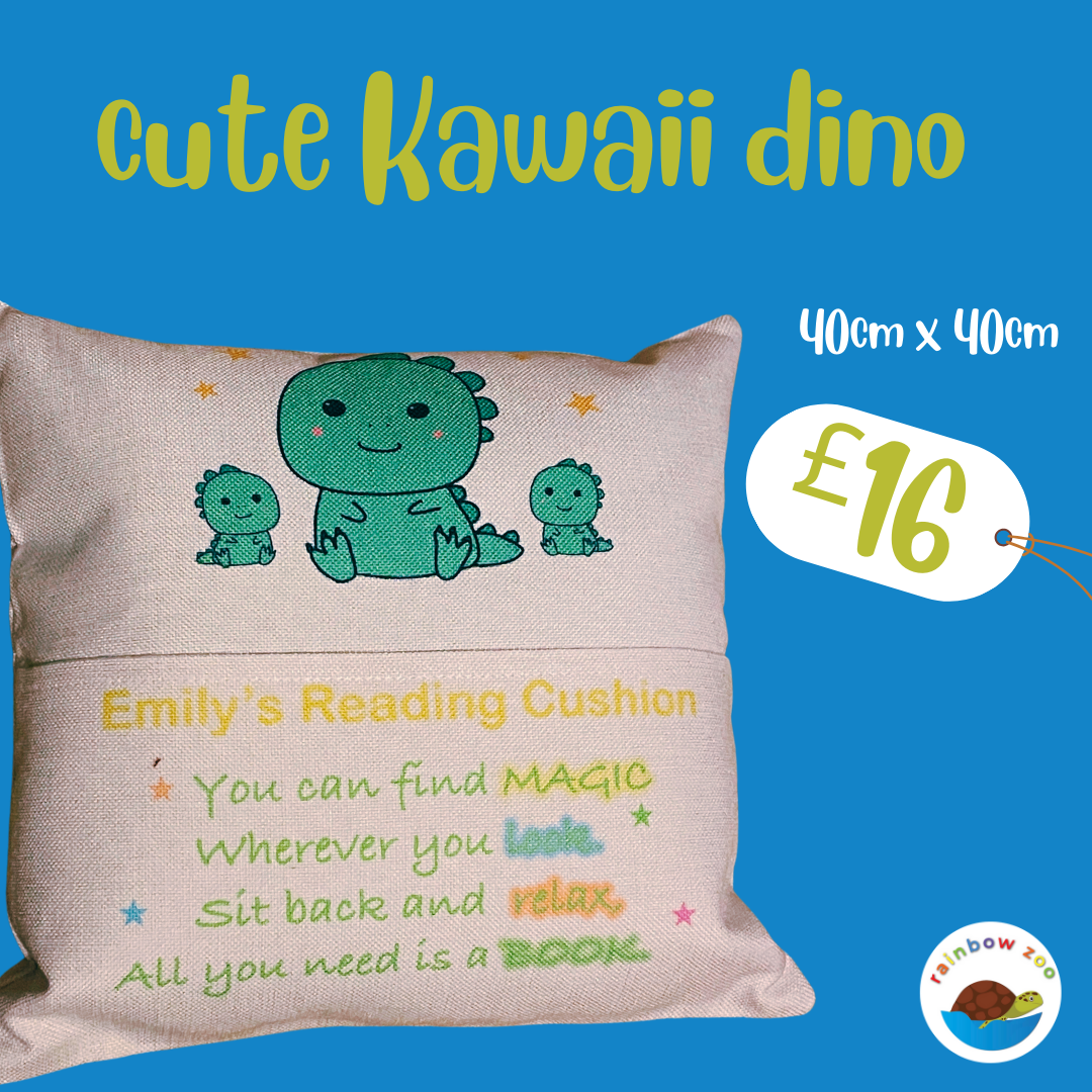 Cute Kawaii Dino Reading Cushion