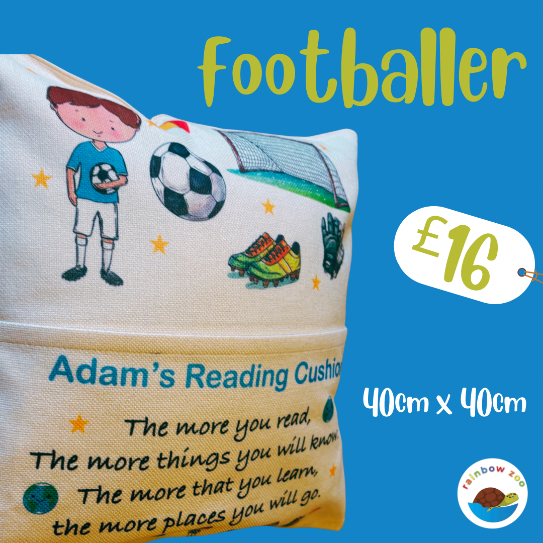 Footballer Reading Cushion