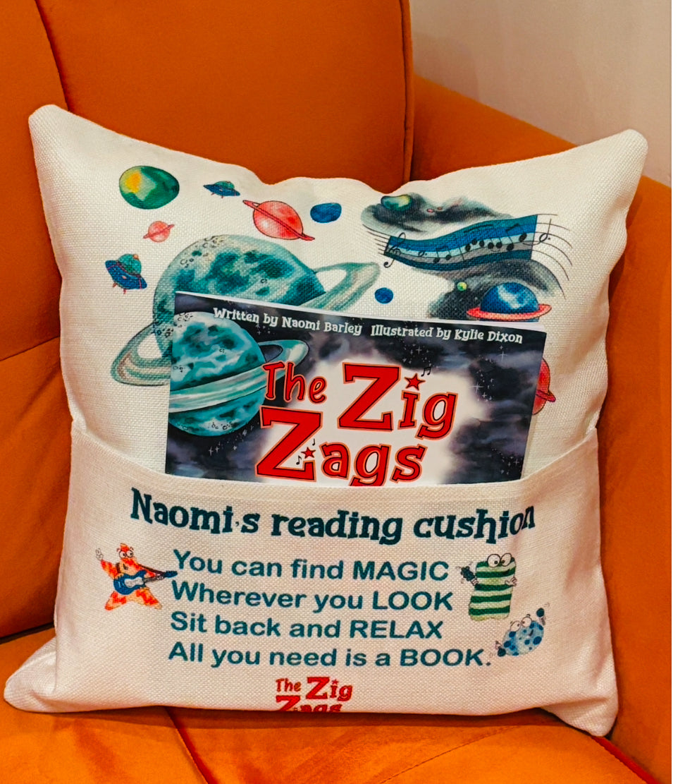 'The Zig Zags' personalised reading cushion