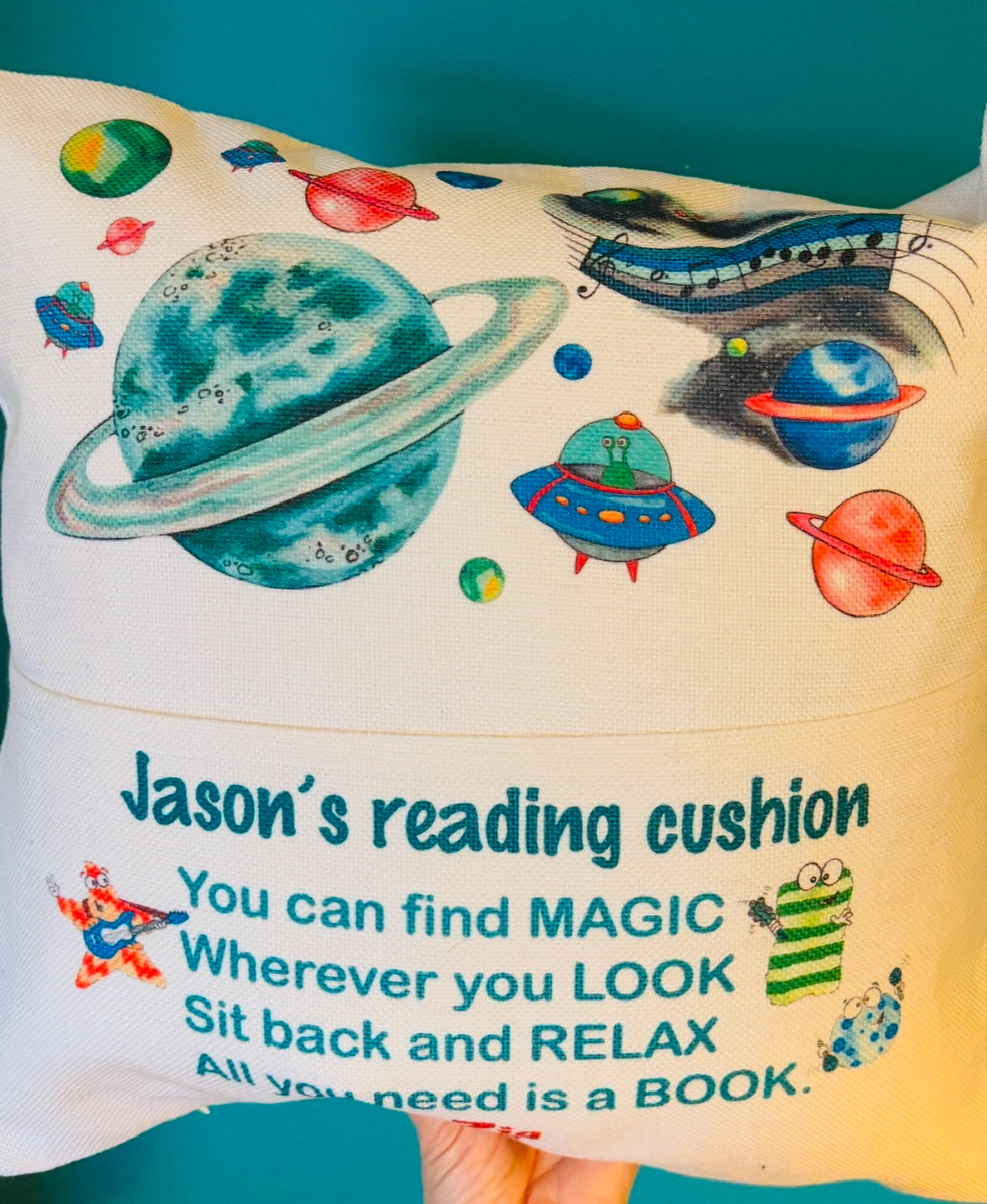 'The Zig Zags' personalised reading cushion