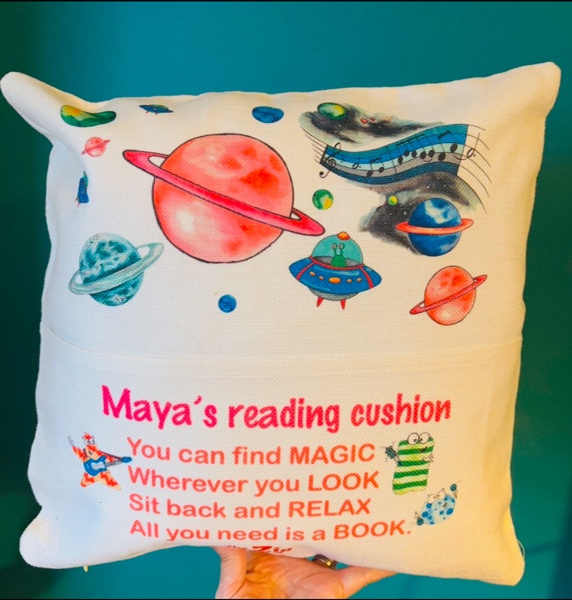 'The Zig Zags' personalised reading cushion