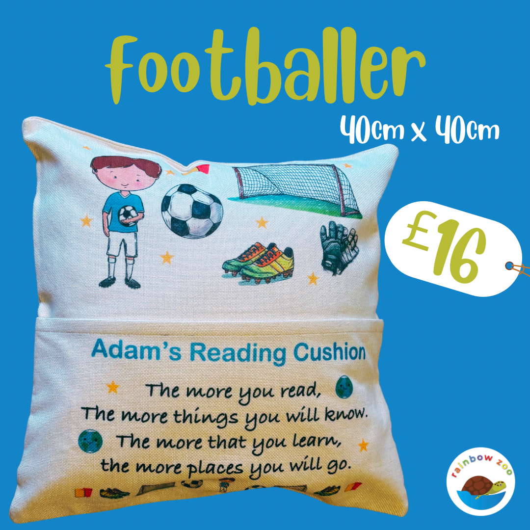 Footballer Reading Cushion