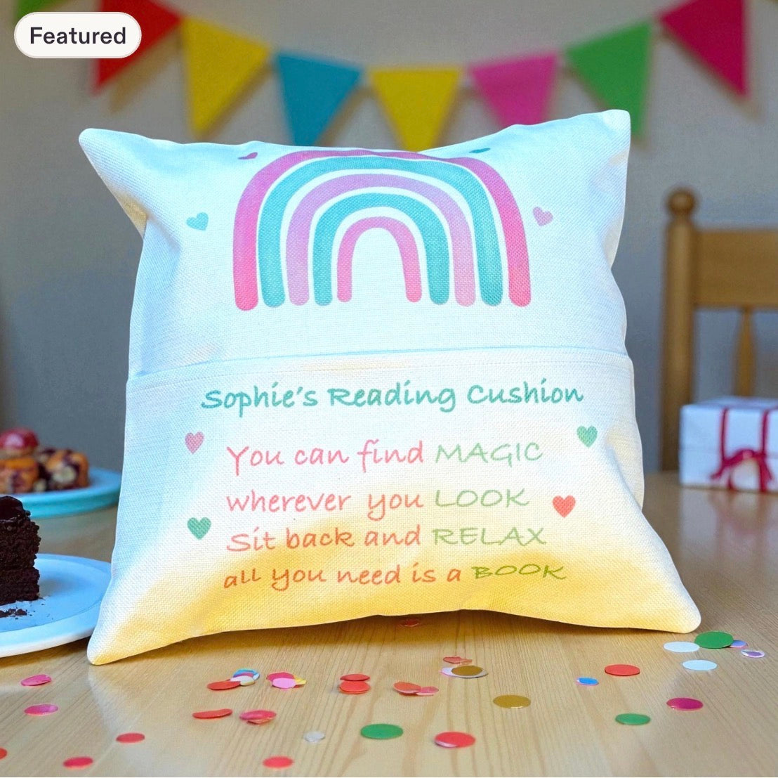 Pink/green Rainbow Reading Cushion (Copy)