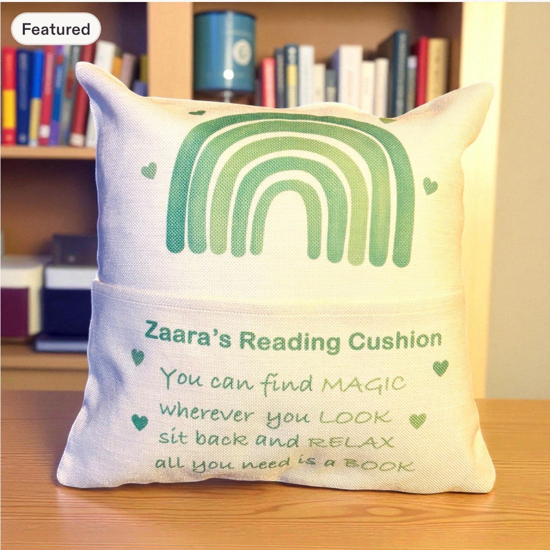 Green Rainbow Reading Cushion