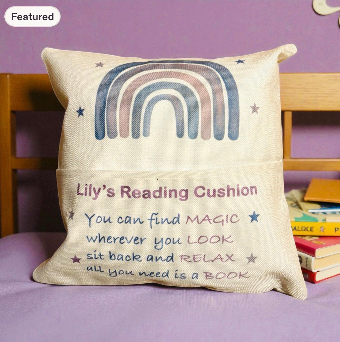 Purple Rainbow Reading Cushion